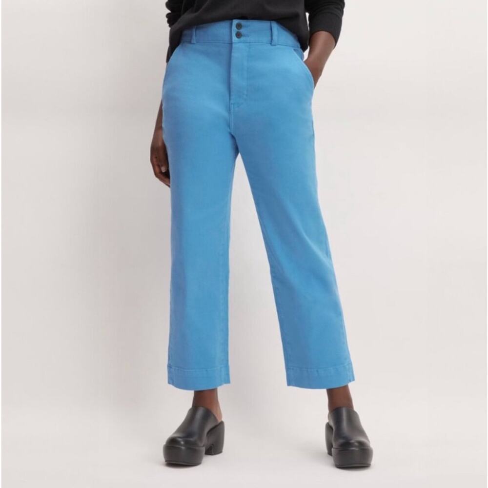 $98 New Everlane Organic Cotton Straight Leg Pant - Blue - size 2